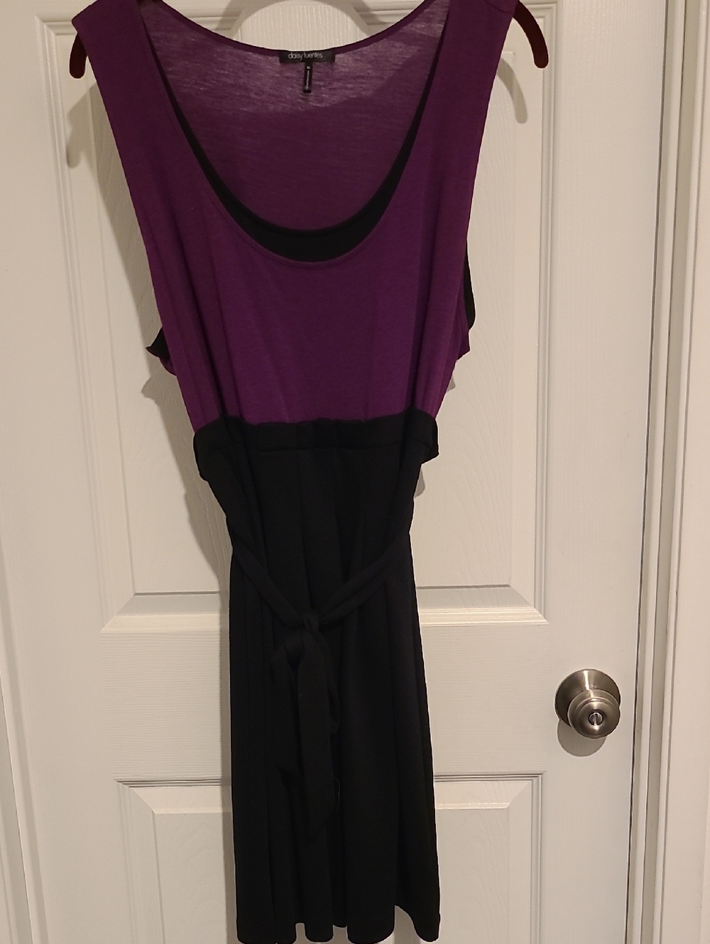 Daisy Fuentes Purple and Black Sleeveless Belted Dress Size XL NWOT